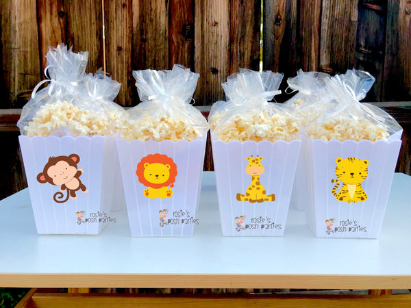 Jungle Safari Baby Shower Birthday Popcorn Favor Bins
