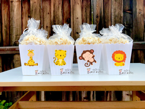 Jungle Safari Baby Shower Birthday Popcorn Favor Bins