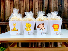 Baby Safari Jungle Birthday or Baby Shower Popcorn Favor Bins SET OF 12