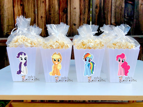 My Little Pony Birthday Theme Popcorn Favor Bins