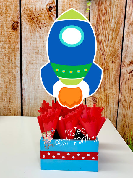 outer space birthday theme centerpiece decoration