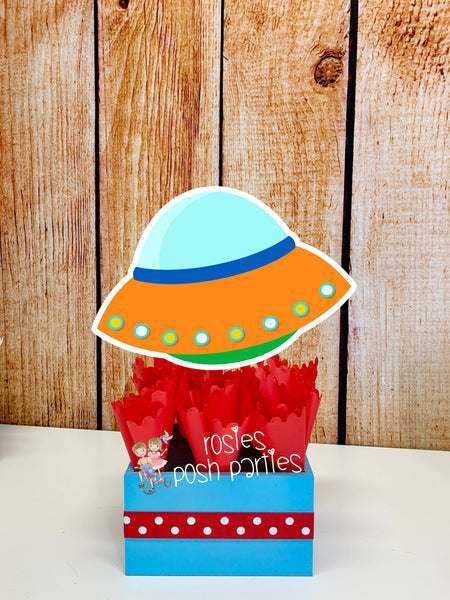 outer space birthday theme centerpiece decoration