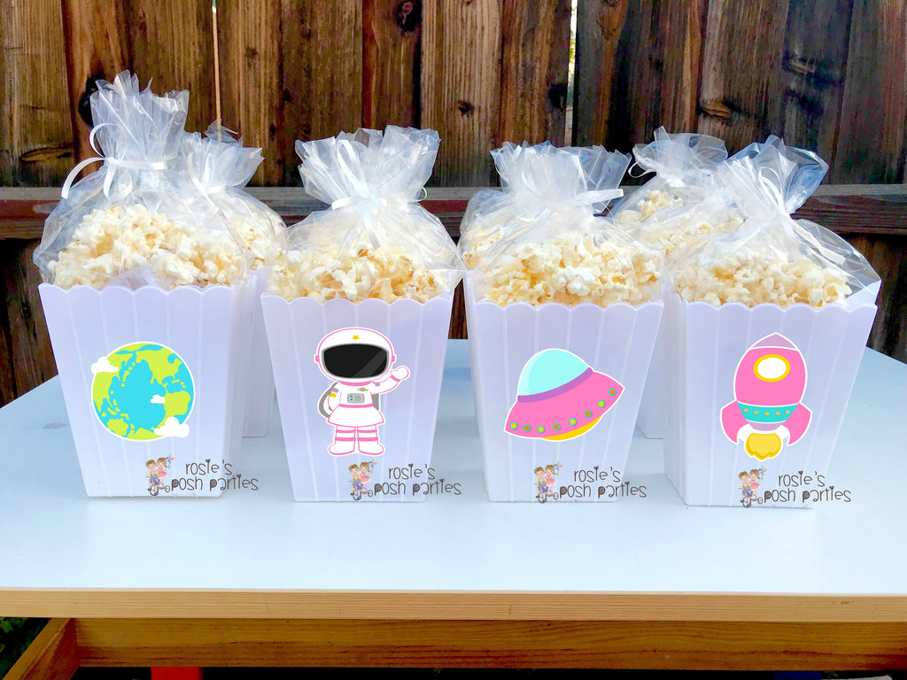 Outer Space Theme Party Popcorn Favor Bin