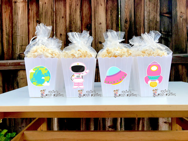 Outer Space Theme Party Popcorn Favor Bin