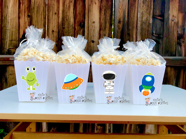 Outer Space Theme Party Popcorn Favor Bins