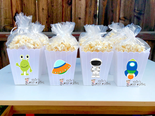 Outer Space Theme Party Popcorn Favor Bins