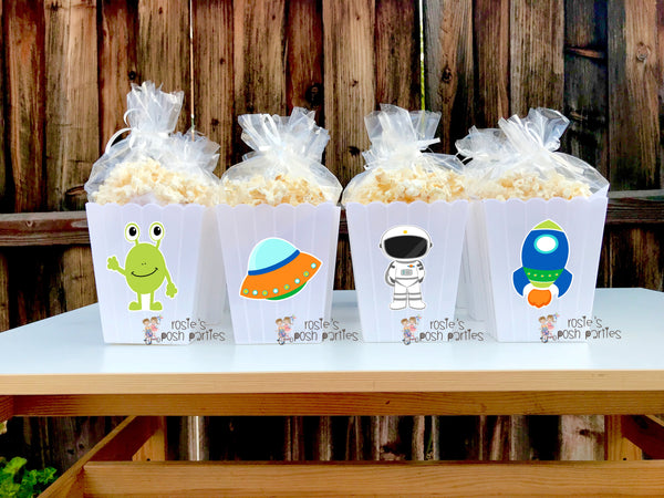 Outer Space Theme Party Popcorn Favor Bins