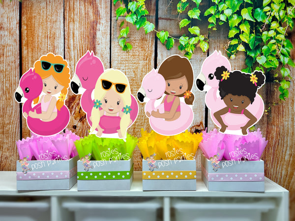 girls pool party birthday theme centerpiece decoration