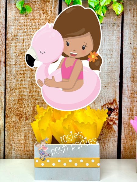 girls pool party birthday theme centerpiece decoration