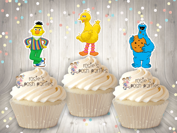 Sesame Street Birthday Theme Cupcake Toppers