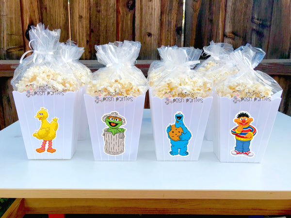 Sesame Street Birthday Theme Popcorn Favor Bins