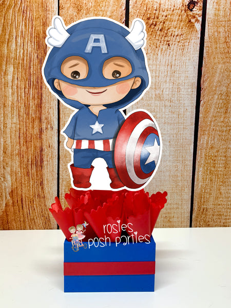 super hero baby shower birthday theme centerpiece decoration