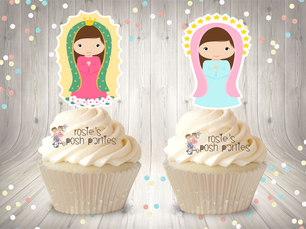 Virgencita de Guadalupe Theme Cupcake Toppers