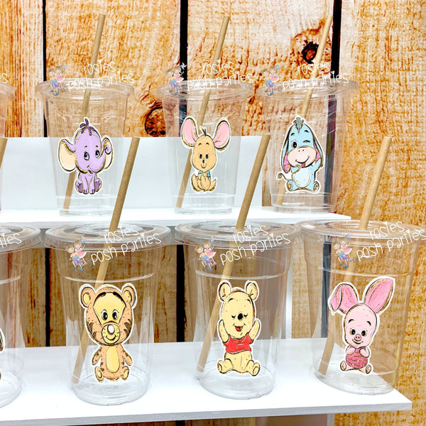 Winnie the Pooh Birthday or Baby Shower Theme Straw and Cup Favors