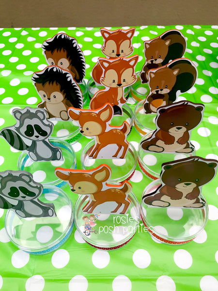 Woodland Critters Birthday Favors Woodland candy treat jars for birthday or Woodland Baby Shower gift birthday favor baby Shower SET OF 12