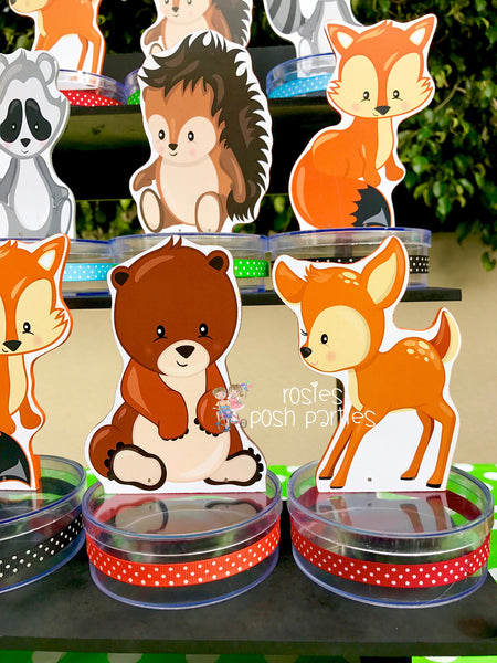 Woodland Critters Birthday Favors Woodland candy treat jars for birthday or Woodland Baby Shower gift birthday favor baby Shower SET OF 12