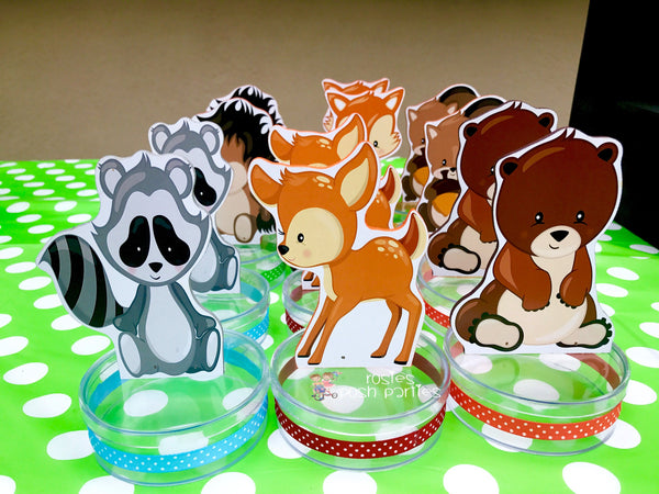 Woodland Critters Birthday Favors Woodland candy treat jars for birthday or Woodland Baby Shower gift birthday favor baby Shower SET OF 12
