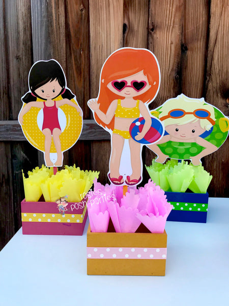 Pool Party Birthday Centerpiece Pool Party Decoration Summer Birthday Party Summer Centerpieces Girls Pool Party Boys Pool Party SET OF 6