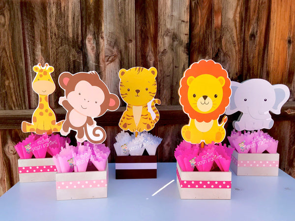 Jungle Baby Shower Centerpiece Baby Shower Party Decoration Baby Shower Jungle First Birthday Giraffe Elephant Monkey Safari Theme INDVIDUAL
