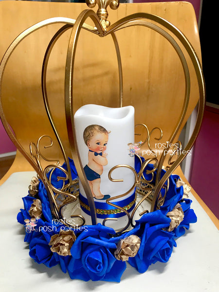 Little Prince Centerpiece Blue and Gold Birthday party guest table centerpiece decoration Royal Baby Shower Birthday Gold Blue PER PIECE