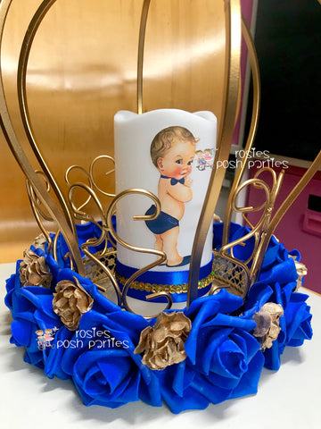 Little Prince Centerpiece Blue and Gold Birthday party guest table centerpiece decoration Royal Baby Shower Birthday Gold Blue PER PIECE