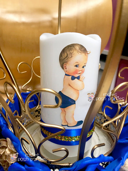 Little Prince Centerpiece Blue and Gold Birthday party guest table centerpiece decoration Royal Baby Shower Birthday Gold Blue PER PIECE