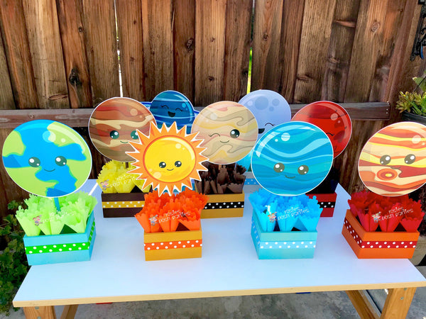 Blast Off Outer Space birthday party Planets Outer Space Solar System wood guest table centerpiece decoration solar centerpiece SET OF 9