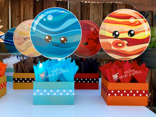 Blast Off Outer Space birthday party Planets Outer Space Solar System wood guest table centerpiece decoration solar centerpiece SET OF 9