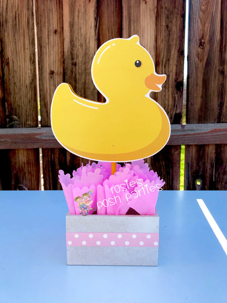 Rubber Ducky Theme Baby Shower Centerpiece Duck Decoration Pink Rubber Ducky Blue Rubber Ducky shower party table Duck centerpiece INDVIDUAL