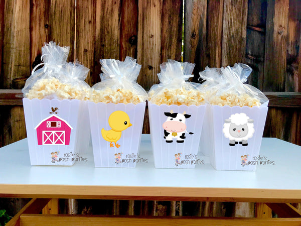 Farm Theme birthday party Favor centerpiece Farm Animals party decoration birthday Farm Favor Popcorn favor Boxes Farm Theme Party SET OF 12