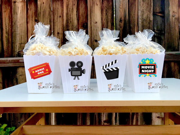 Movie Night birthday bash | Movie Night Party Favor | Slumber Party Theme | Movie Popcorn Bins SET OF 12