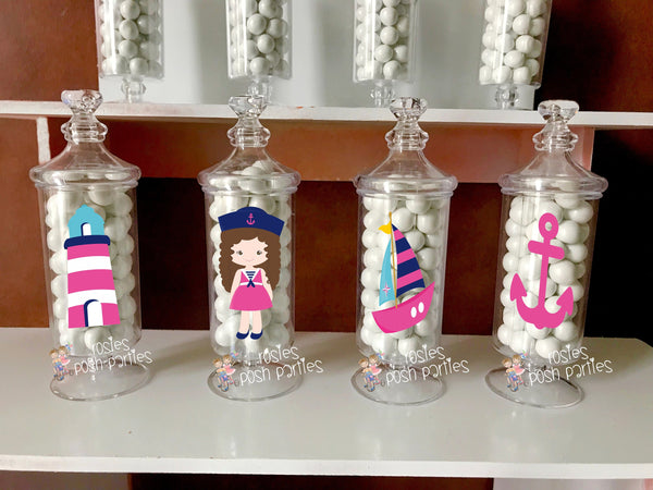 Nautical Girl party Apothecary Favor centerpiece Nautical Baby Shower Party decoration Nautica Party Baby Shower Birthday favors SET OF 12