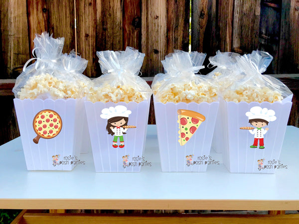 Pizza Party birthday party Favor centerpiece Pizza party decoration birthday Italian Pizza Party Favor Popcorn favor Boxes Party SET OF 12