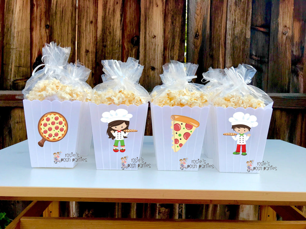 Pizza Party birthday party Favor centerpiece Pizza party decoration birthday Italian Pizza Party Favor Popcorn favor Boxes Party SET OF 12