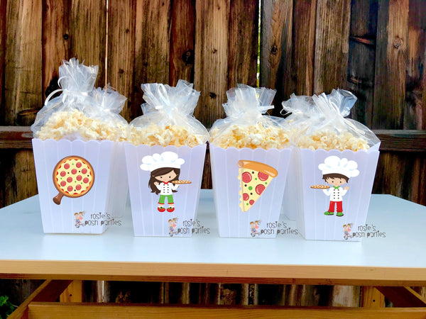 Pizza Party birthday party Favor centerpiece Pizza party decoration birthday Italian Pizza Party Favor Popcorn favor Boxes Party SET OF 12