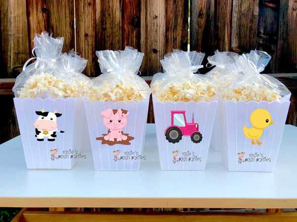 Farm Theme birthday party Favor centerpiece Farm Animals party decoration birthday Farm Favor Popcorn favor Boxes Farm Theme Party SET OF 12