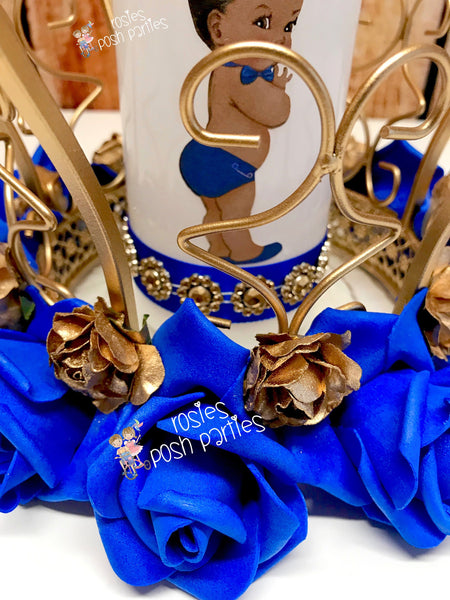 Little Prince Centerpiece Blue and Gold Birthday party table centerpiece decoration Royal Baby Shower Birthday Gold Blue PRICE PER PIECE