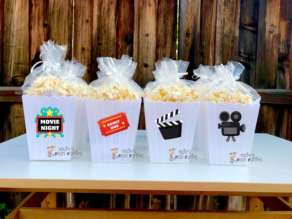 Movie Night birthday bash | Movie Night Party Favor | Slumber Party Theme | Movie Popcorn Bins SET OF 12