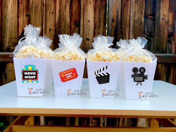Movie Night birthday bash party Favor centerpiece Movie Night Party decoration birthday Movie Night Party Popcorn favors Boxes SET OF 12