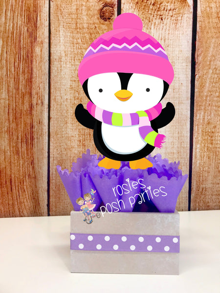 Winter Wonderland Penguins Winter Onederland Birthday favor centerpieces Onederland Birthday Decoration Penguin Centerpiece Party Set of 4