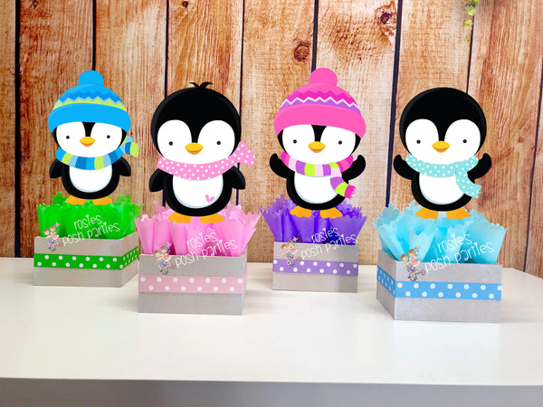 Winter Wonderland Penguins Winter Onederland Birthday favor centerpieces Onederland Birthday Decoration Penguin Centerpiece Party Set of 4