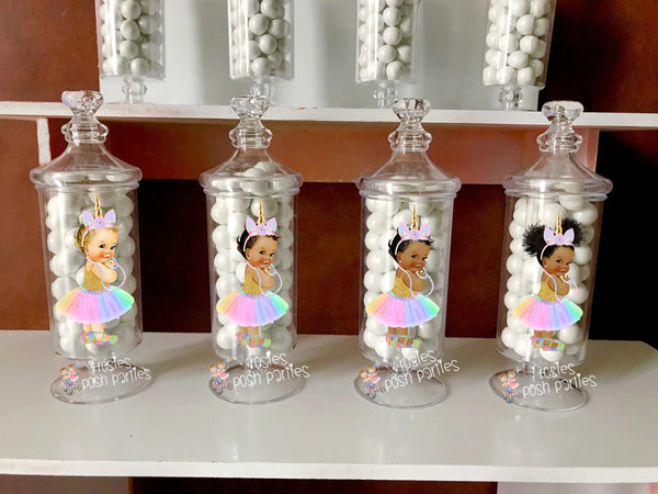 Princess Unicorn Tutu Princess party Favor Apothecary Baby Shower Unicorn princess Party Royal Party Baby Shower Birthday favor SET OF 12