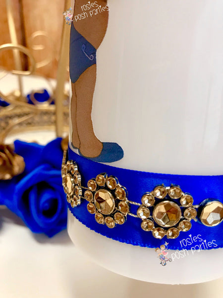 Little Prince Centerpiece Blue and Gold Birthday party table centerpiece decoration Royal Baby Shower Birthday Gold Blue Gold crown Piece