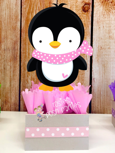 Winter Wonderland Penguins Winter Onederland Birthday favor centerpieces Onederland Birthday Decoration Penguin Centerpiece Party Set of 4