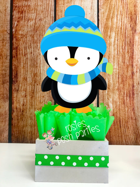 Winter Wonderland Penguins Winter Onederland Birthday favor centerpieces Onederland Birthday Decoration Penguin Centerpiece Party Set of 4