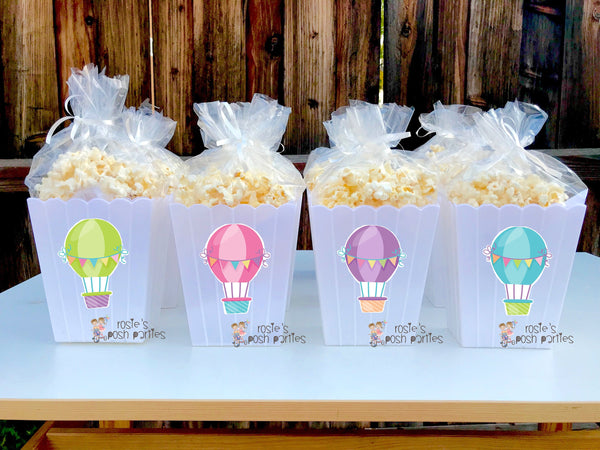 Hot Air Balloon Baby Shower 1st birthday party Favor Popcorn Bins Party decoration Hot Air Balloons Popcorn favors Balloons Boxes SET OF 12