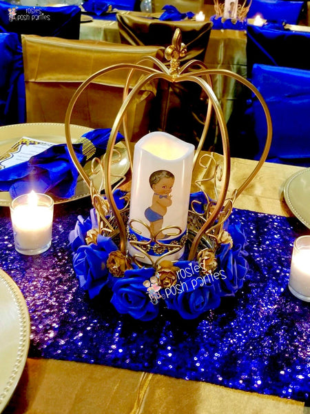 Little Prince Centerpiece Blue and Gold Birthday party guest table centerpiece decoration Royal Baby Shower Birthday Gold Blue PER PIECE