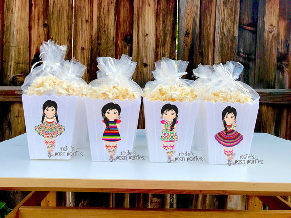 Mexican Fiesta Favor Fiesta Mexicana party Favor Popcorn Bin Baby Shower Mexican Party Fiesta Party Baby Shower 1st Birthday favor SET OF 12