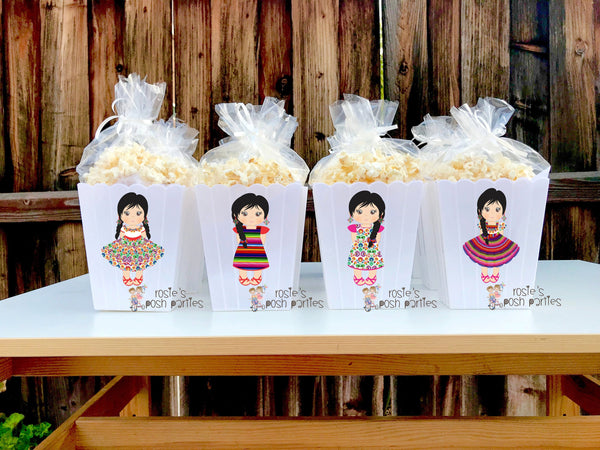Mexican Fiesta Favor Fiesta Mexicana party Favor Popcorn Bin Baby Shower Mexican Party Fiesta Party Baby Shower 1st Birthday favor SET OF 12