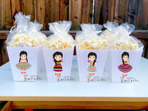 Mexican Fiesta Favor Fiesta Mexicana party Favor Popcorn Bin Baby Shower Mexican Party Fiesta Party Baby Shower 1st Birthday favor SET OF 12